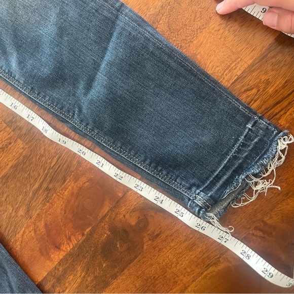 Hudson women’s frayed edge blue skinny jeans medium wash mid rise raw hem - Picture 5 of 6